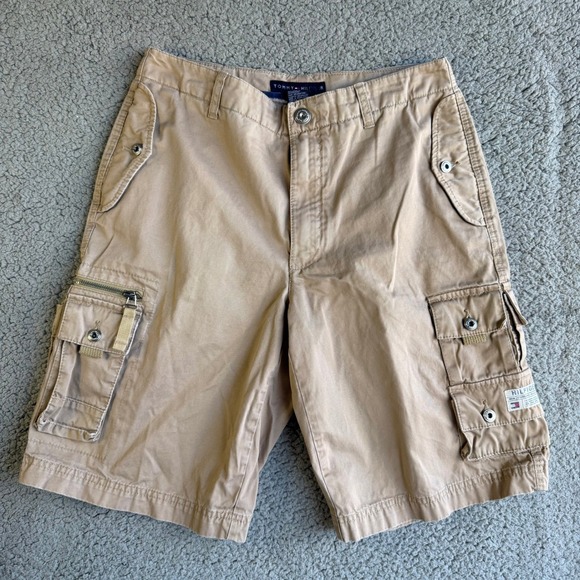 Tommy Hilfiger Other - Tommy Hilfiger Mens Cargo Shorts Tan Khaki Multi Pocket Cotton Size 30